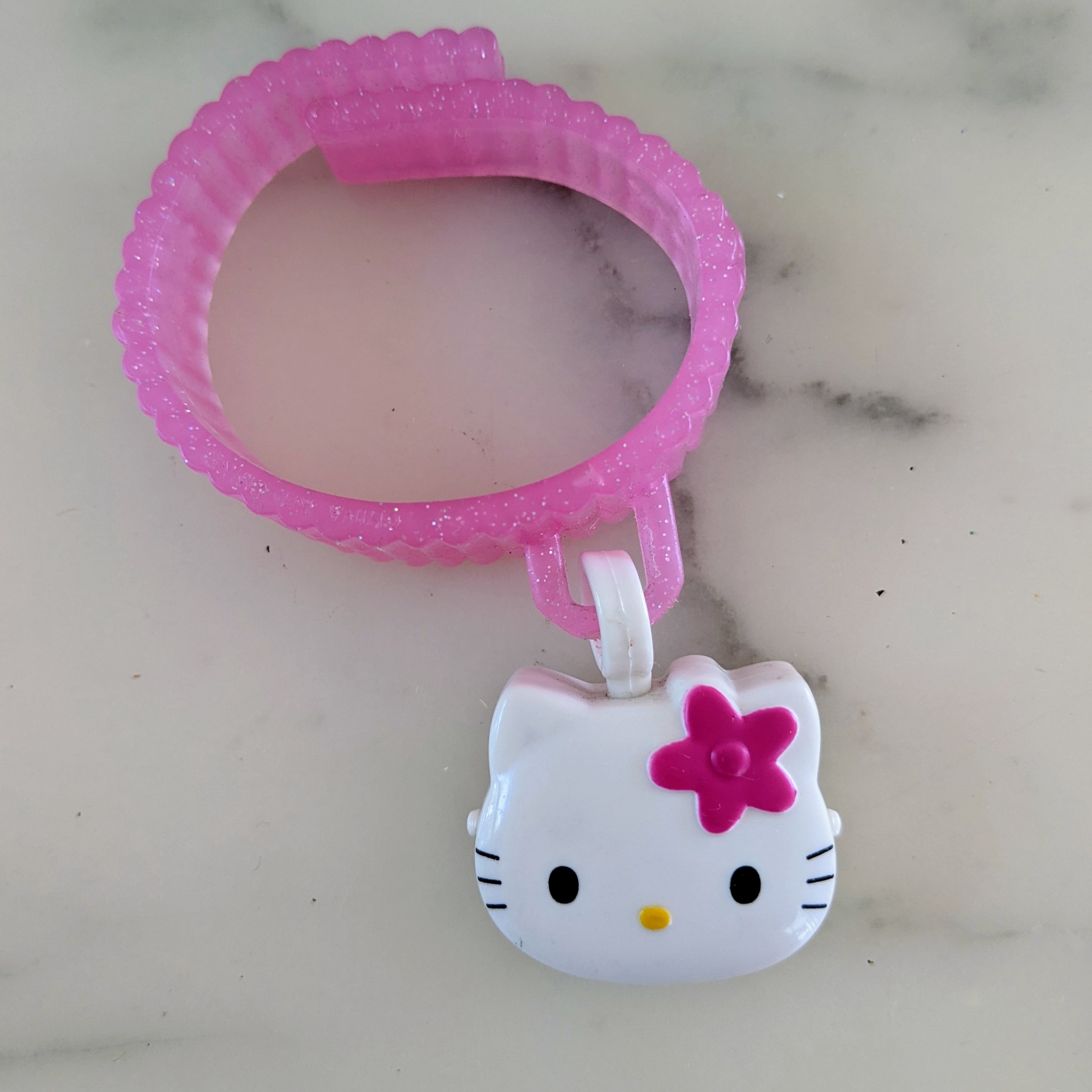 Vintage 2000 Collectable Hello Kitty Pink Bracelet With White Hello Kitty Face.